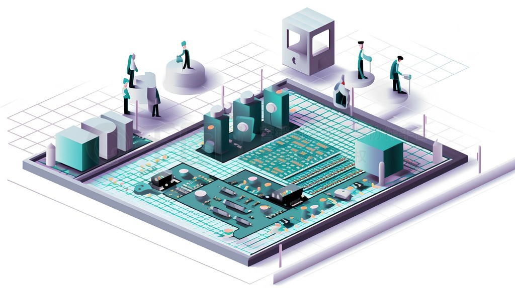 半导体芯片制造工厂的插画与设计元素导航开发指南